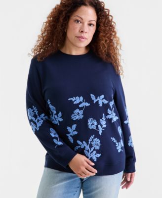 Plus Size Floral Embroidered Sweatshirt, Macy's Exclusive