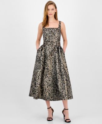 julia jordan - Women's Leopard Safari Jacquard Midi Dress