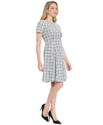 Petite Short Sleeve Fit and Flare Dress