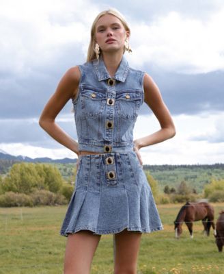 Women's Button Detail Trucker Vest