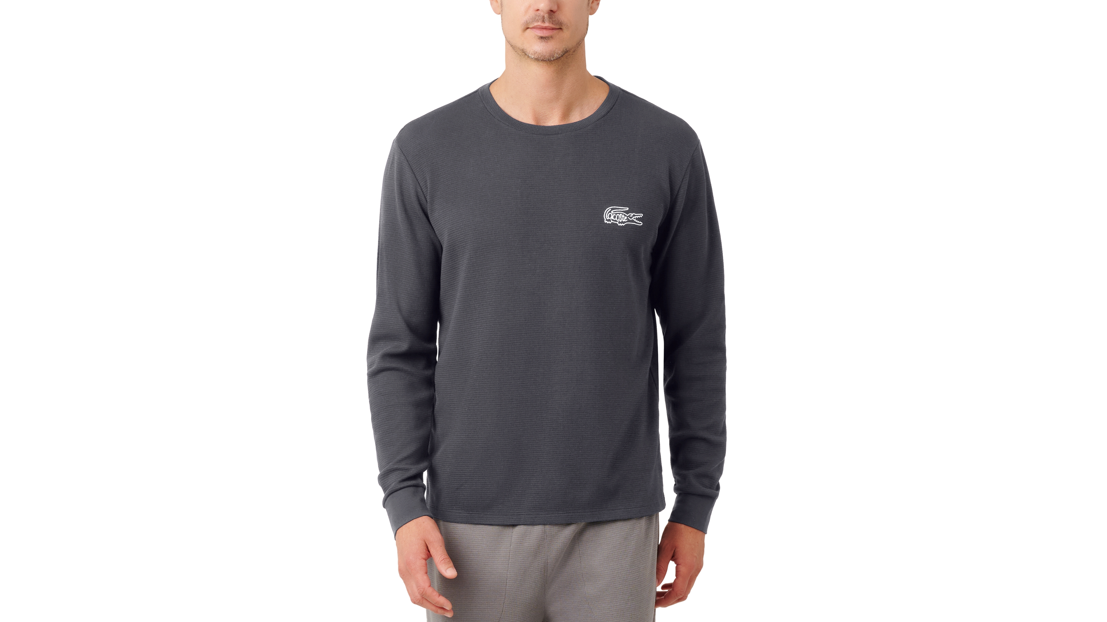 Lacoste Men's Exclusive Crocodile Waffle-Knit Thermal Shirt