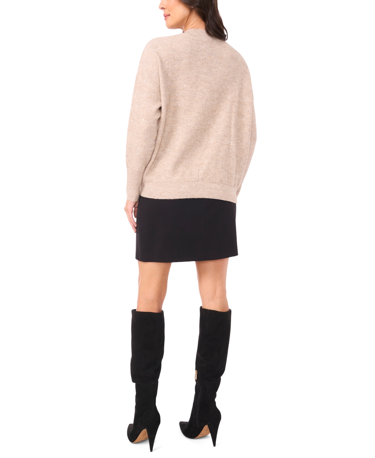 Vince Camuto Women's Sequin Long Sleeve Crewneck Sweater