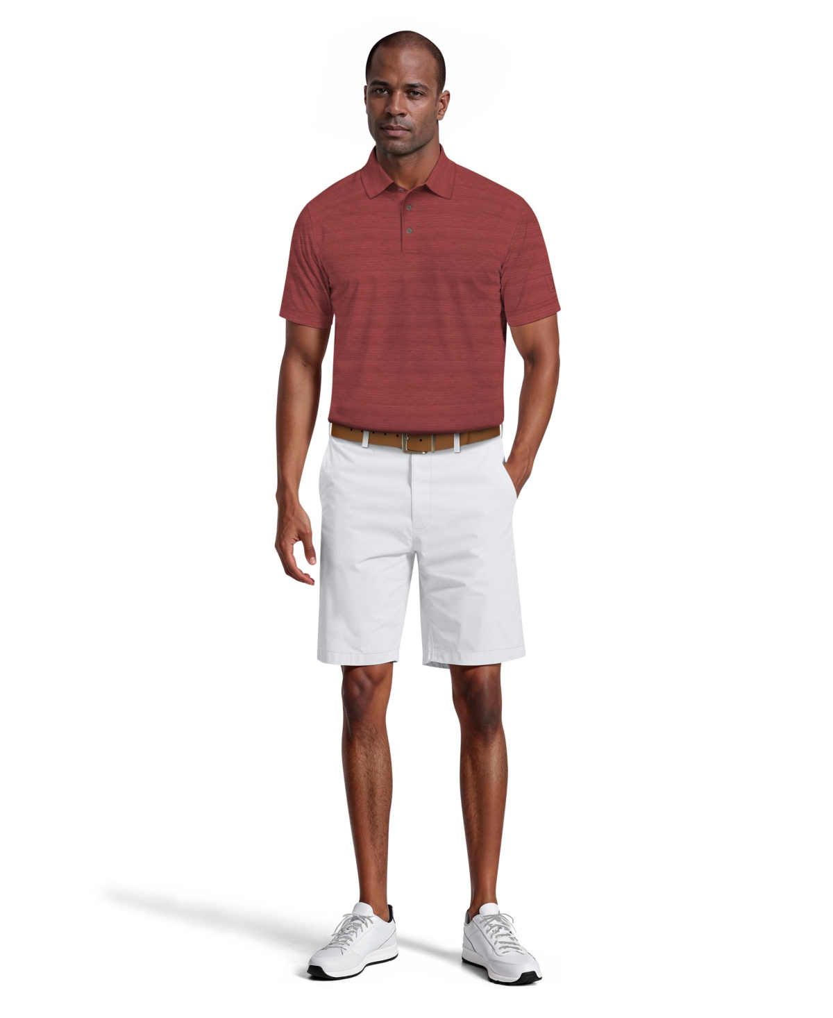 Pga Tour Men's Textured Polo Shirt In Burgundy