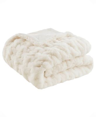 Ruched Reversible Faux-Fur Throw, 50 x  60