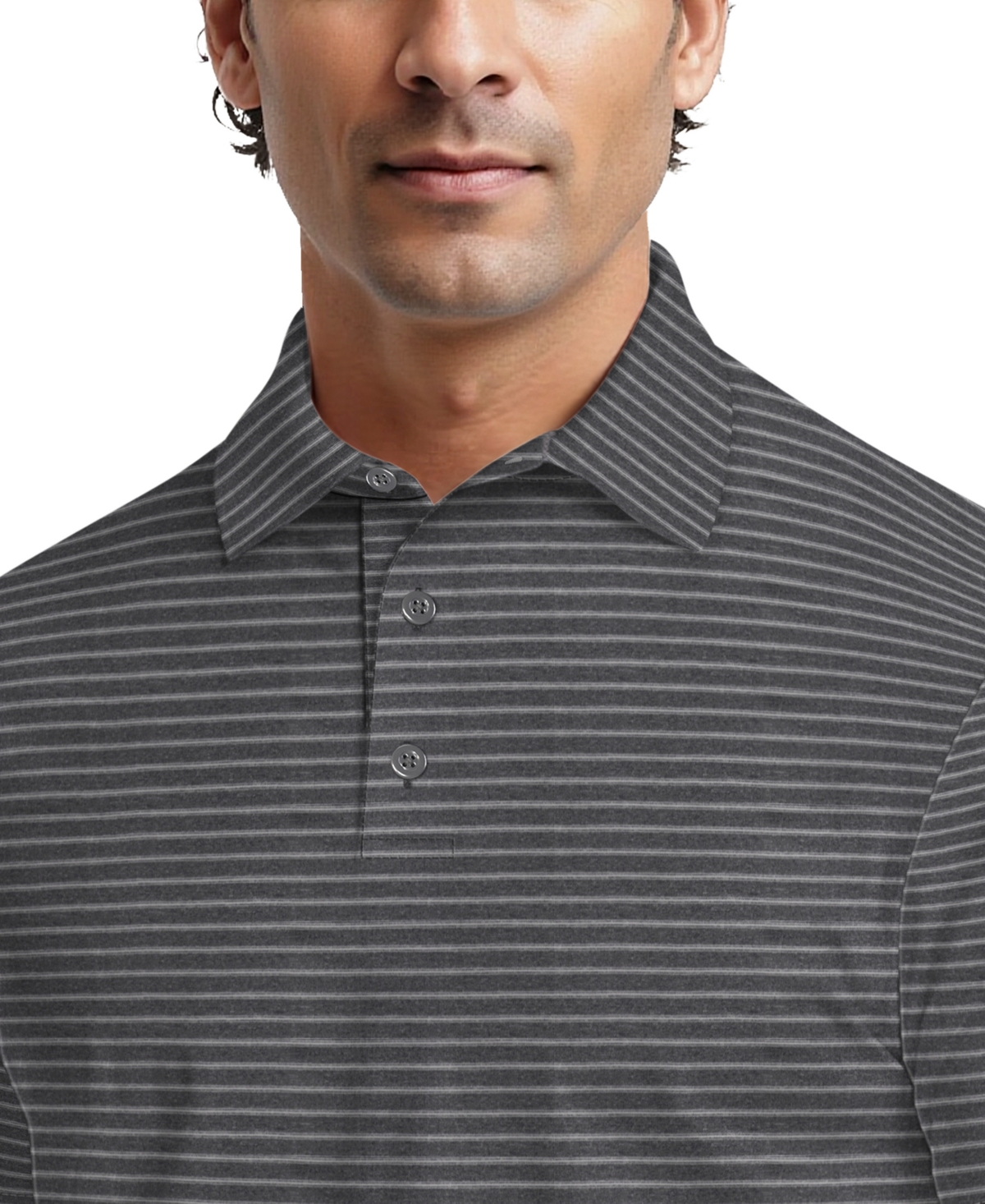 Pga Tour Men's Heathered Stripe Golf Polo Shirt In Gray