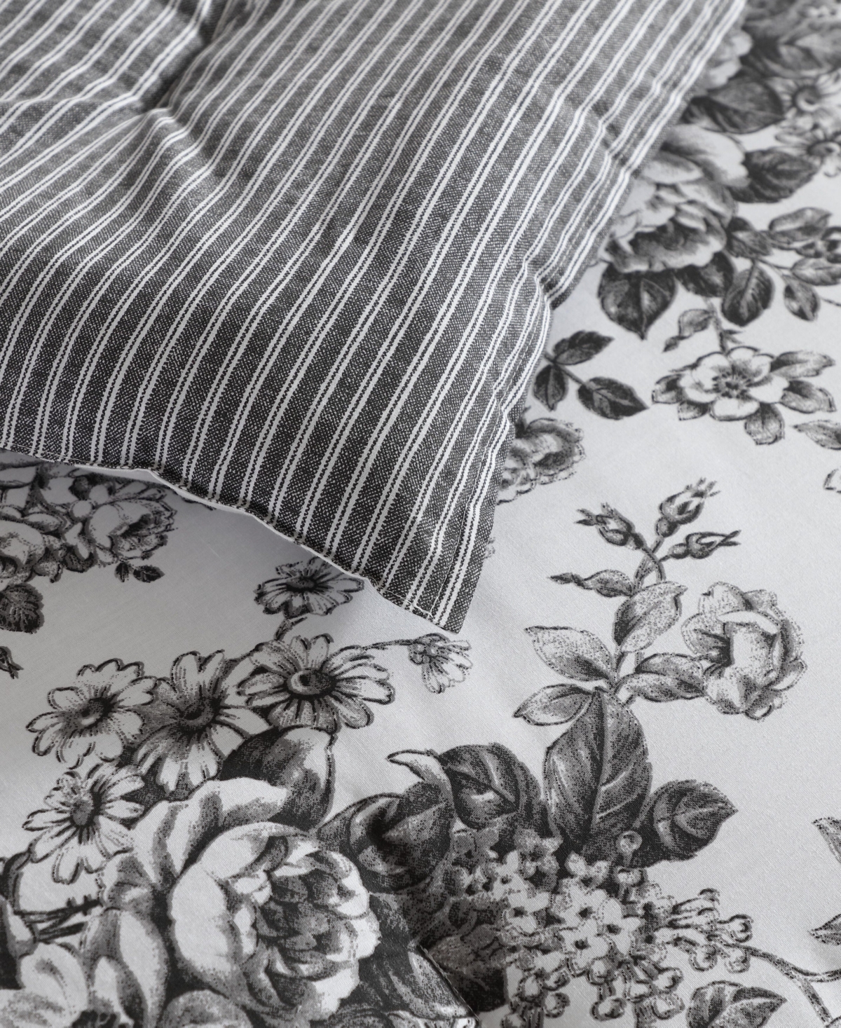 Laura Ashley Toile Delight Cotton 7-pc. Comforter Bonus Set, Full/queen In Gray