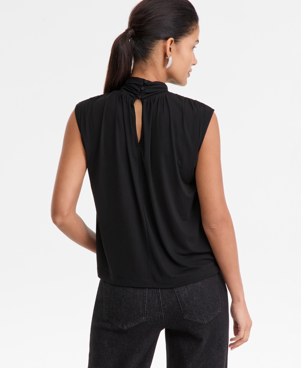 Inc International Concepts Women's Mock-neck Tank Top, Macy's Exclusive In Black