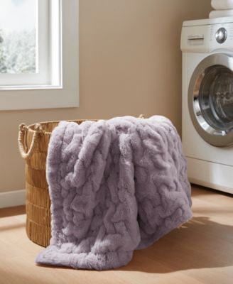 Ruched Reversible Faux-Fur Throw, 50" x 60"