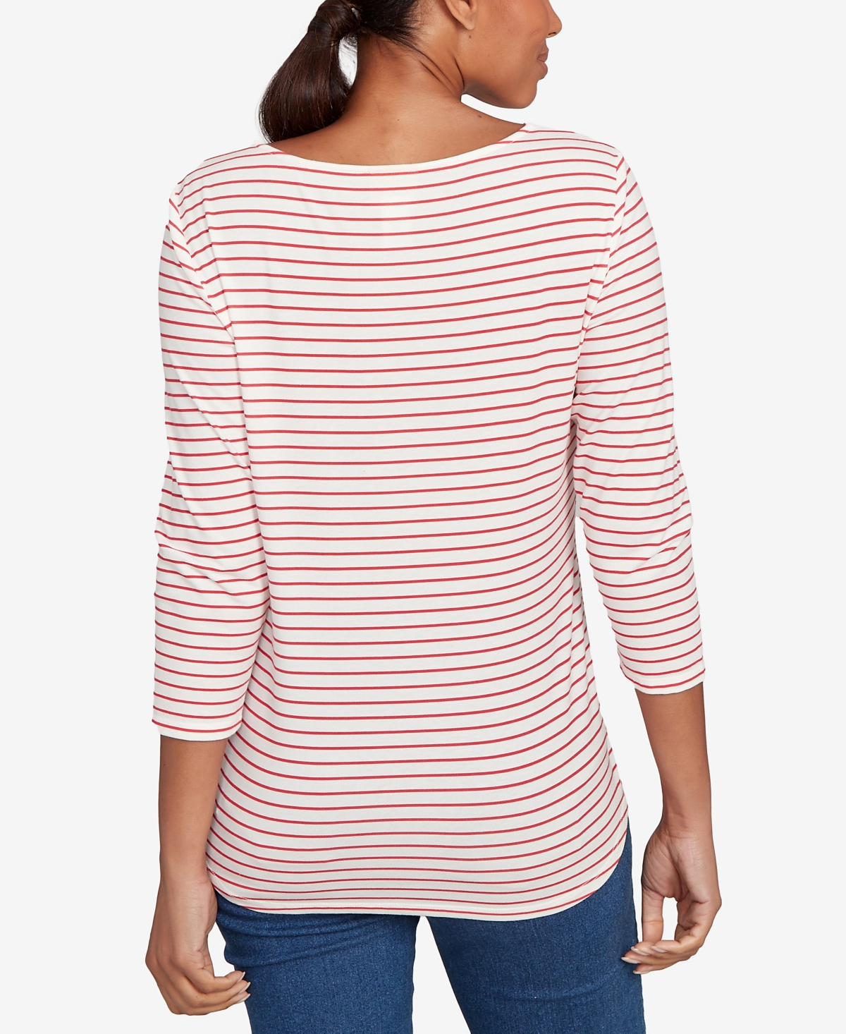Ruby Rd. Petite Christmas Truck Striped Knit Top In Multi