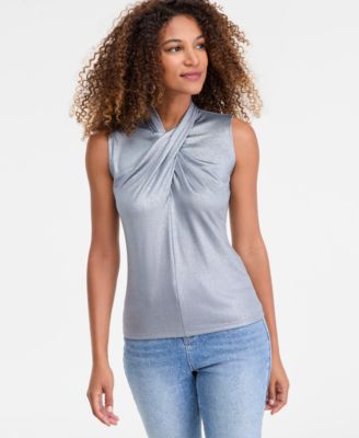 I.N.C. International Concepts - Women's Shine Cross-Neck Tank Top
