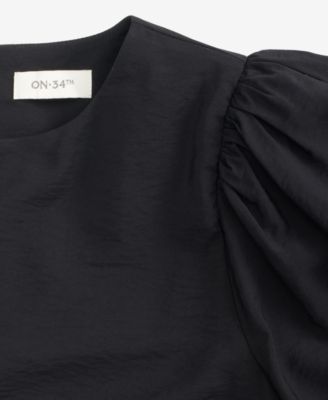 Woven Puff-Sleeve Top