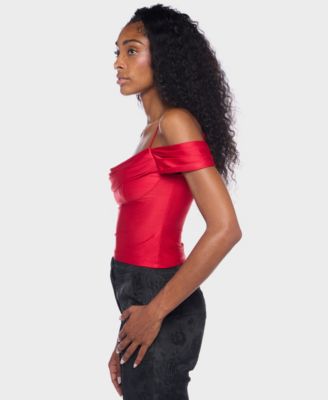 Juniors' Spaghetti Strap Off-The-Shoulder Top