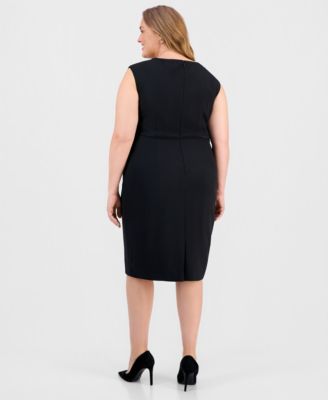 Plus Size Stretch-Crepe Sleeveless Sheath Dress