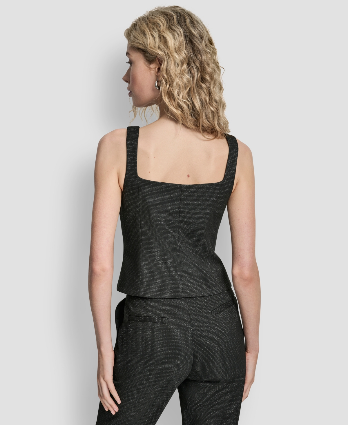 Dkny Women's Button Front Sleeveless Vest In Multi