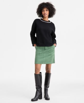 Women's Pearl Embellished Crewneck Sweatshirt, Macy's Exclusive