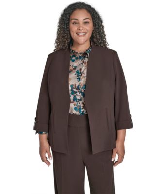 Plus Size Notch-Lapel 3/4-Sleeve Jacket
