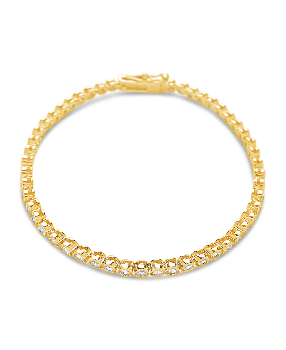 Sterling Forever Bezel Cubic Zirconia Tennis Bracelet In Gold