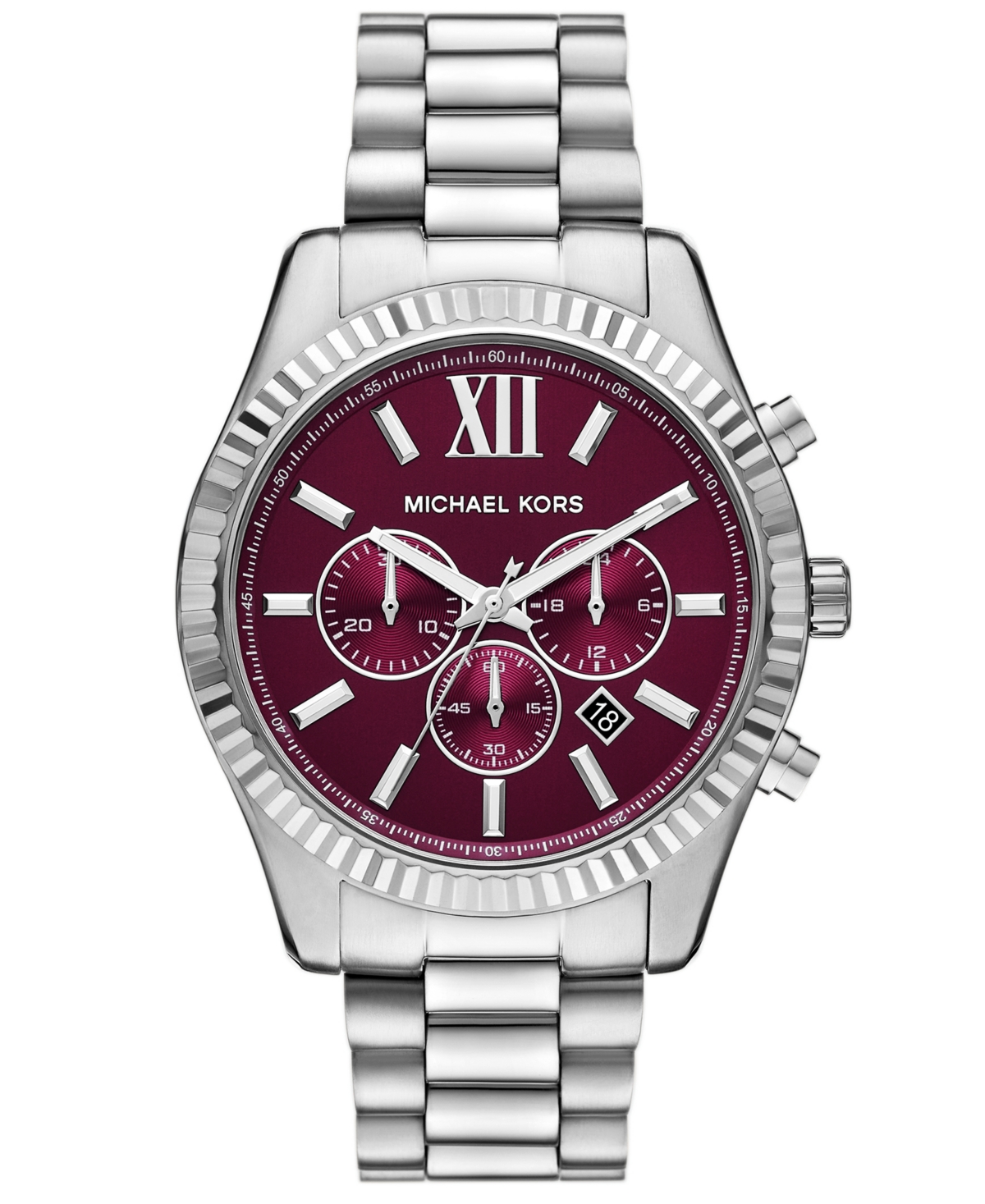Michael Kors Men's Lexington Chronograph Silver-tone Stainless Steel Watch, 44mm