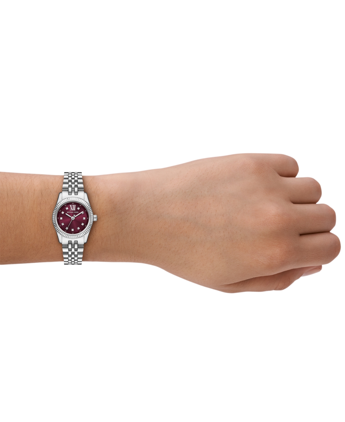 Michael Kors Women's Lexington Three-hand Stainless Steel Watch, 26mm In Metallic