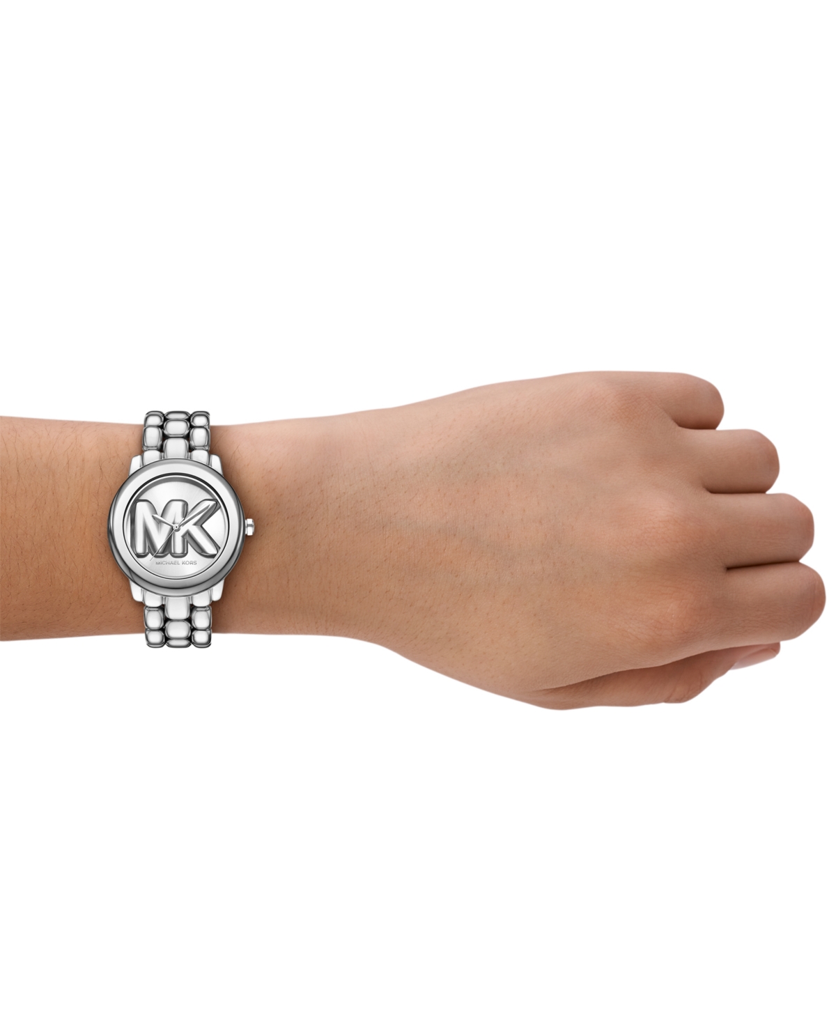 Michael Kors Women's Phoebe Three-hand Silver-tone Stainless Steel Watch, 36mm In Silver