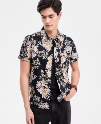 Sun + Stone - Men's Wildflower Short-Sleeve Button-Up Shirt