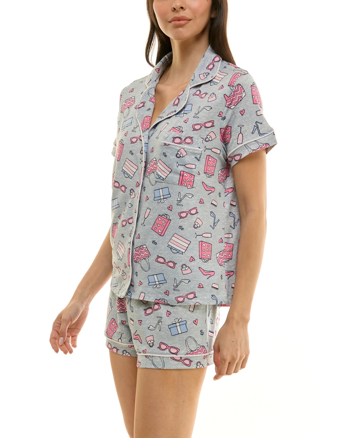Derek Heart Women's Printed Top And Shorts Set In Multi