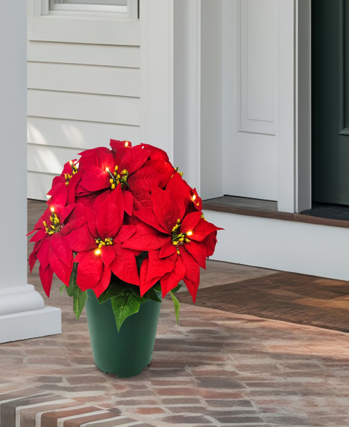 Puleo 22" Pre-Lit Artificial Potted Poinsettias