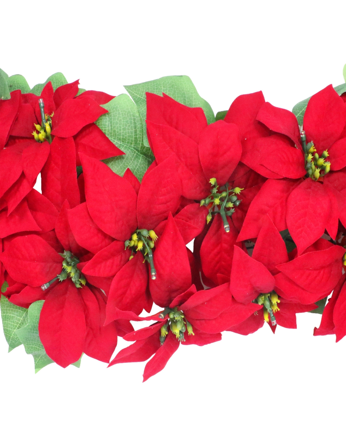 Puleo 12" Pre-lit Artificial Poinsettia Garland In Red