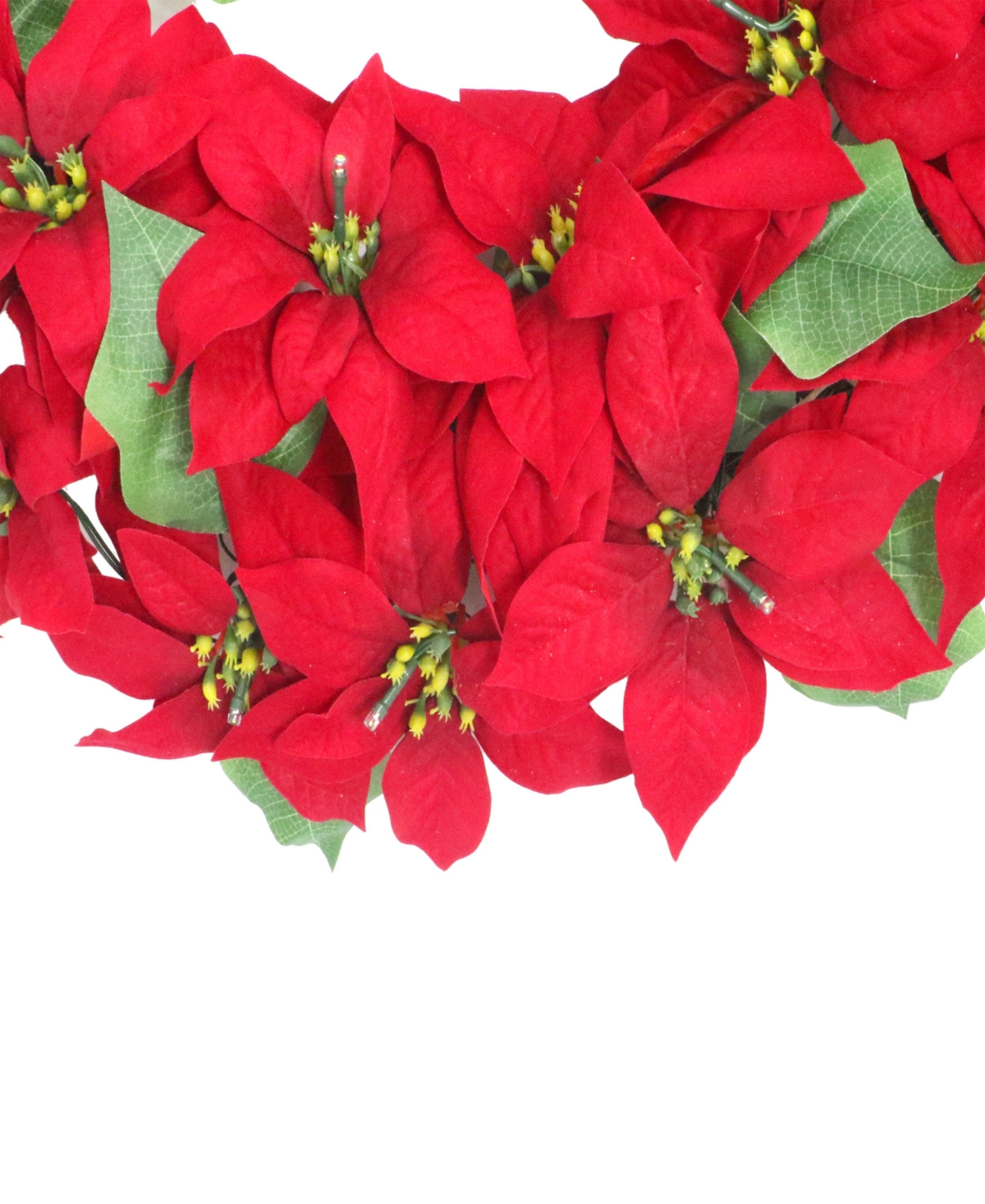 Puleo 24" Pre-Lit Artificial Poinsettia Wreath