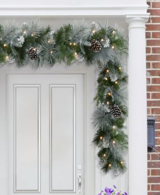 Puleo 10" Pre-Lit Battery-Operated Flocked Garland