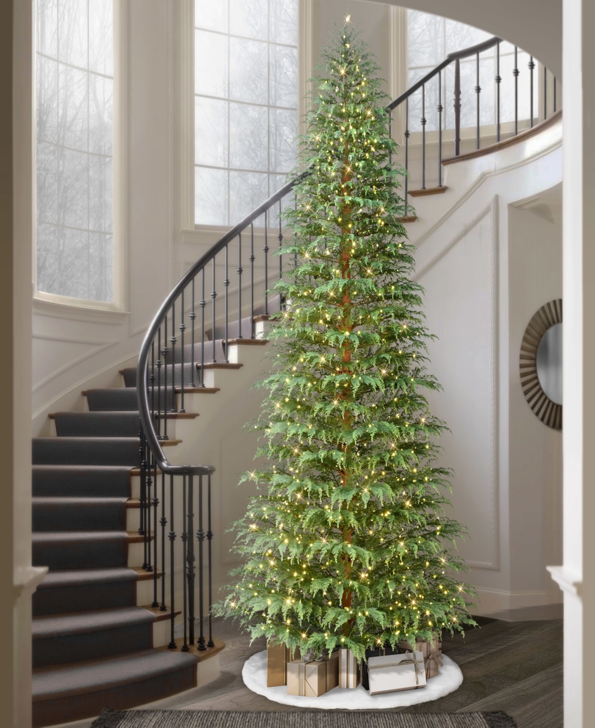 Puleo 12' Pre-lit Artificia Cypress Christmas Tree In Green