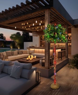 Puleo 4' Pre-Lit Artificial Palm Tree with Multi-Color Lights