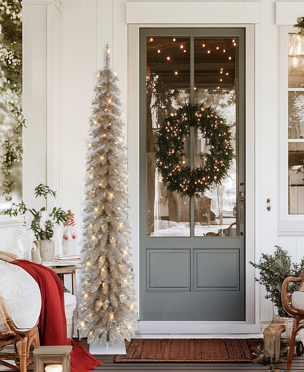 Puleo 6' Pre-lit Artificial Alpine Pencil Tree In Gold