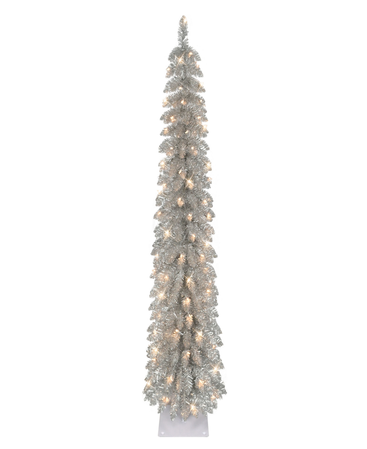 Puleo 6' Pre-lit Artificial Alpine Pencil Tree In Silver