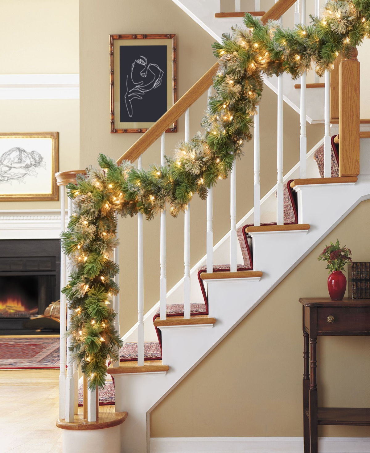 Puleo 9' Pre-lit Oklahoma Pine Artificial Garland In Green