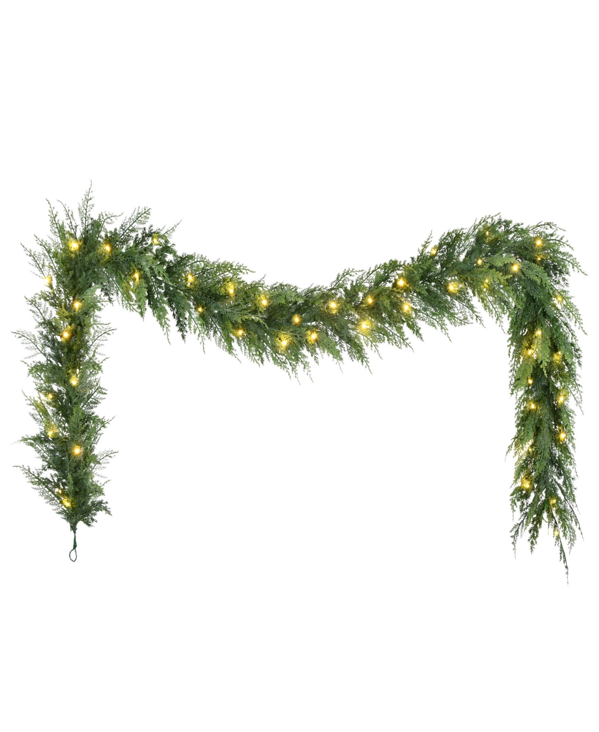 Puleo 9' X 10" Pre-lit Battery-operated Cedar Garland In Green