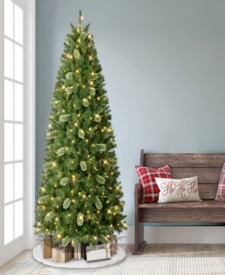 Puleo 7.5' Pre-Lit Artificial Slim Teton Pine Tree with LED Lights
