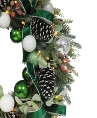 Puleo 26" Pre-Lit Artificial Adorned Christmas Wreath