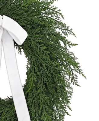 22" Artificial Cypress Christmas Wreath with Bow
