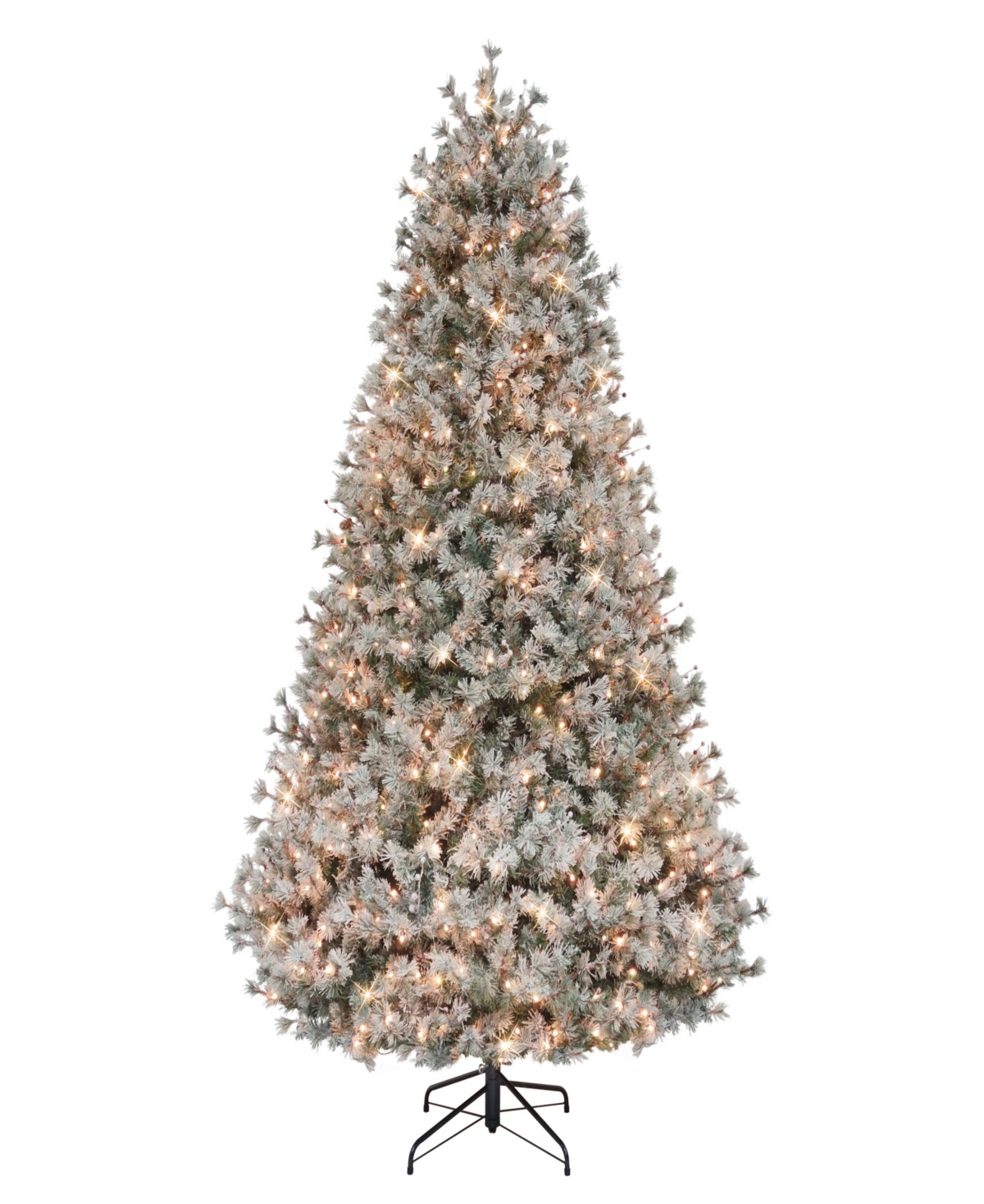 Puleo 7.5' Pre-lit Flocked Idaho Spruce Artificial Christmas Tree In Green