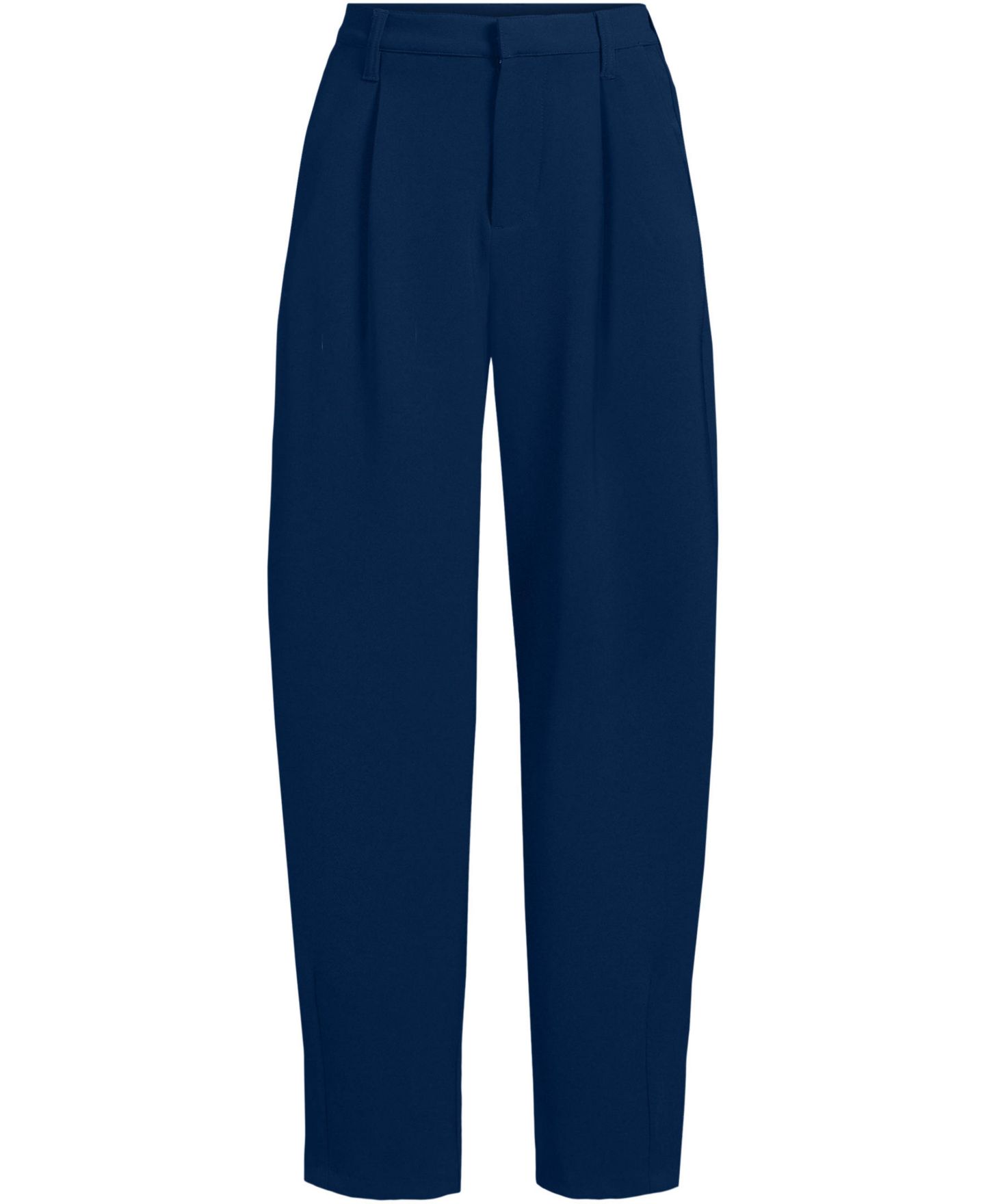 Женские брюки Lands' End Crepe High Rise Pleated Barrel Leg Ankle, цвет: Морской тёмно-синий — фото 3