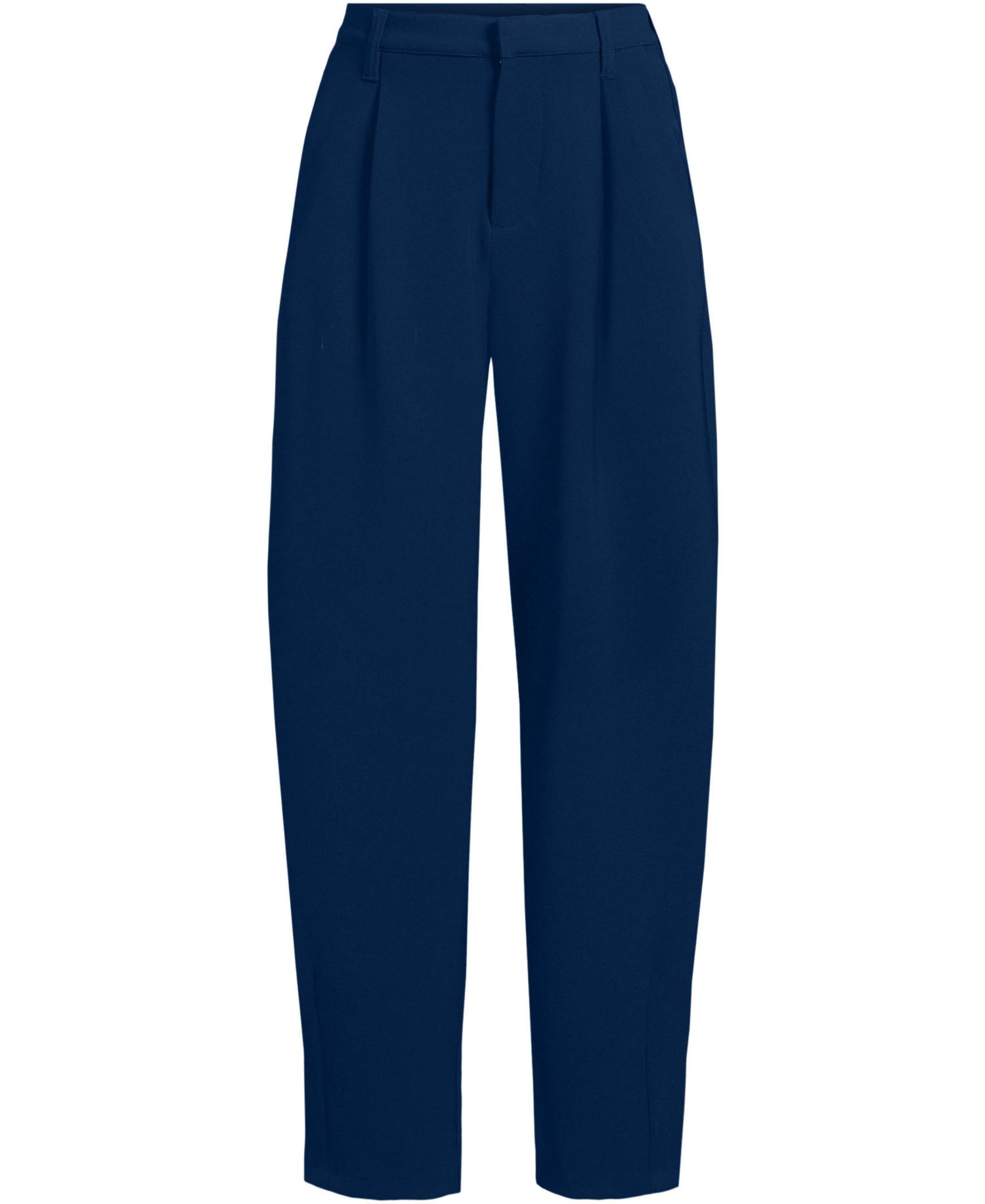 Women's Crepe High Rise Pleated Barrel Leg Ankle Pants