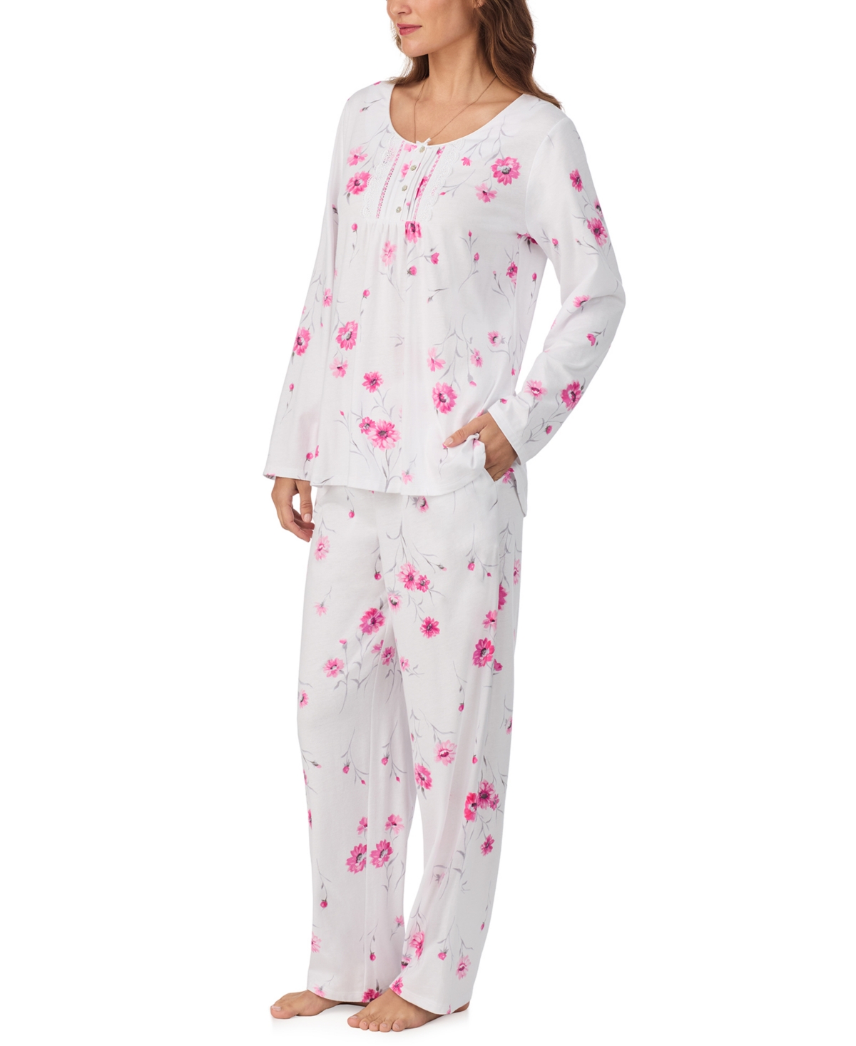 Eileen West Women's Brushed Cotton Jersey Long Sleeve Pajama Set In Animal Print