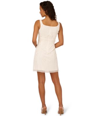 Women's Beaded 3D Flower Sleeveless Dress