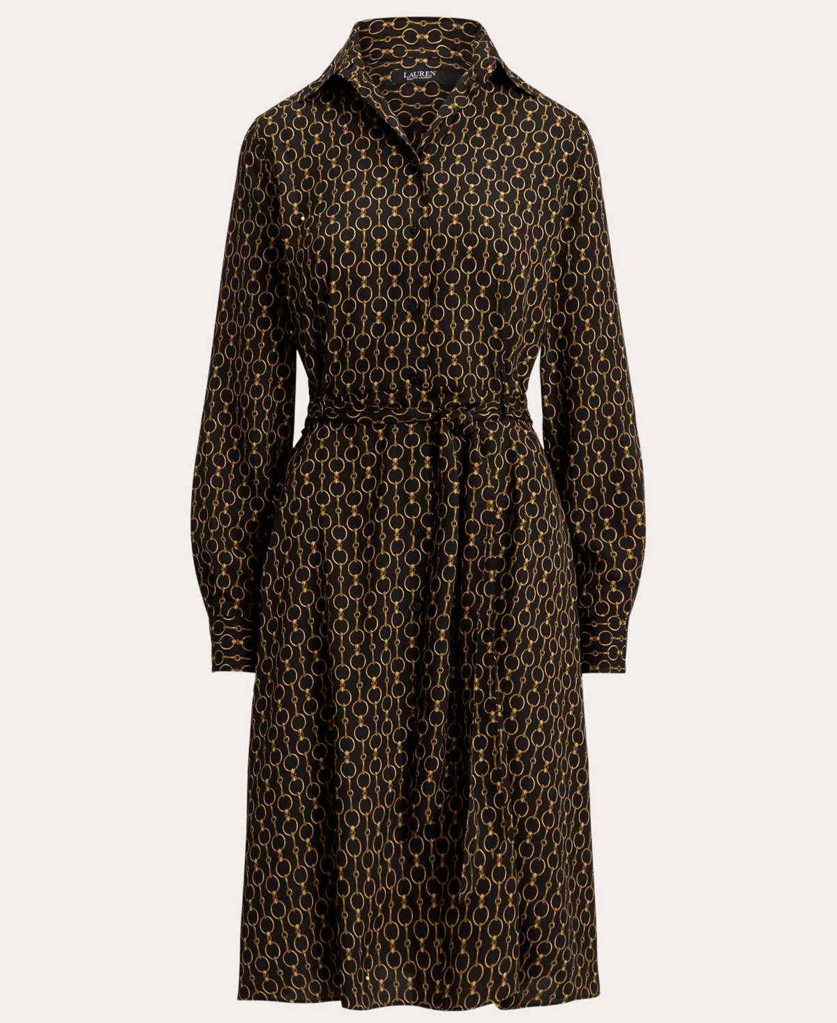 Ralph Lauren Women's Chain-print Crepe Shirtdress In Multi