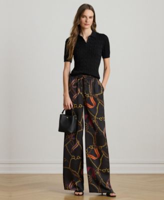 Women's Belting Print Wide Leg Pants