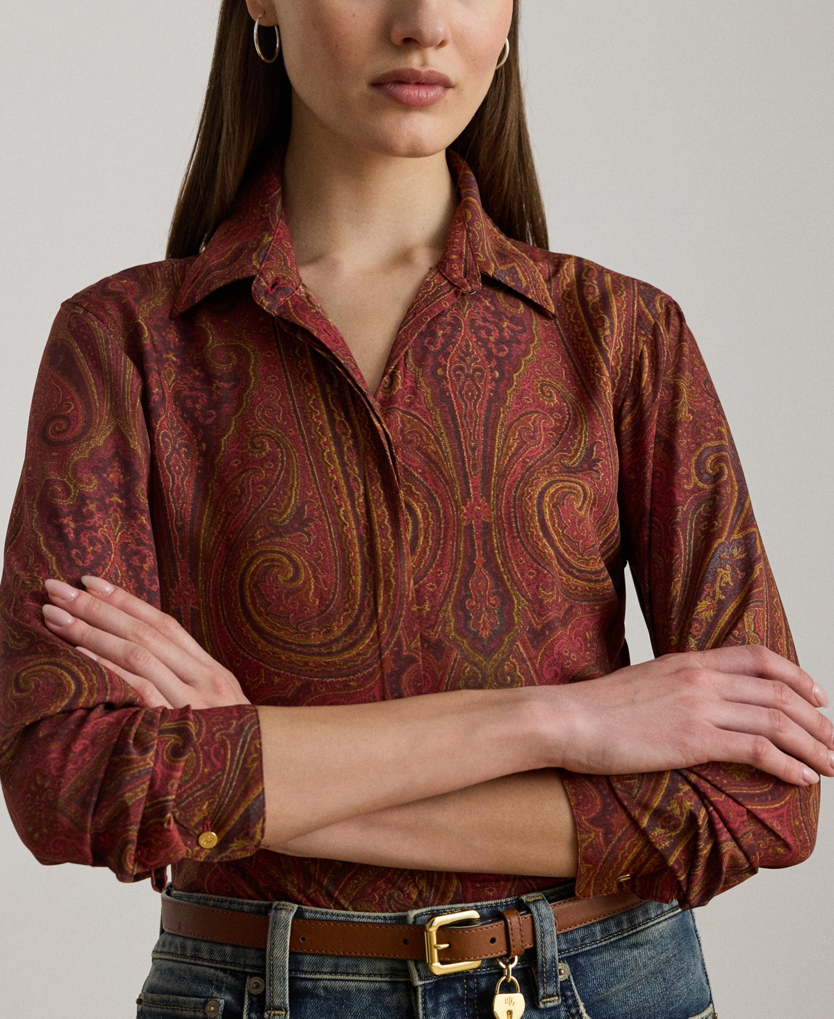 Ralph Lauren Women's Classic Fit Paisley Print Shirt In Multi