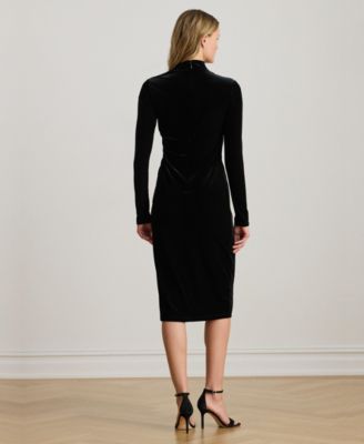 Women's Velvet Asymmetrical Neck Dress