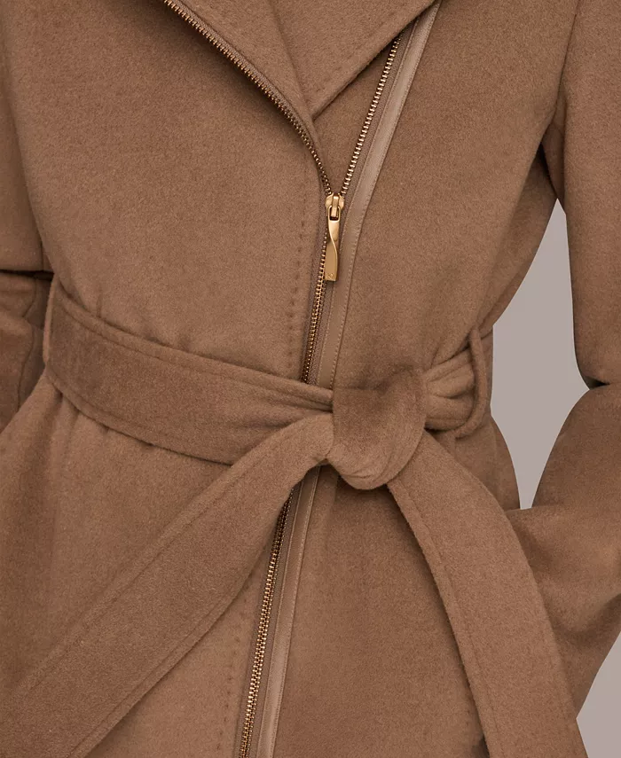 Women's Notch Collared Belted Coat - thumbnail 9