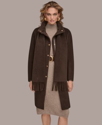 Women's Snap Button Scarf Coat